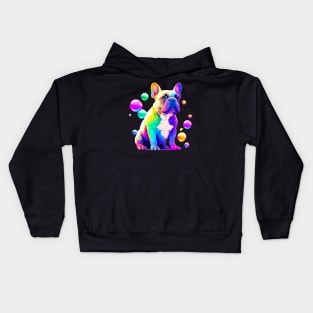 French Bulldog Colorful Art Bubbles Painting Kids Hoodie